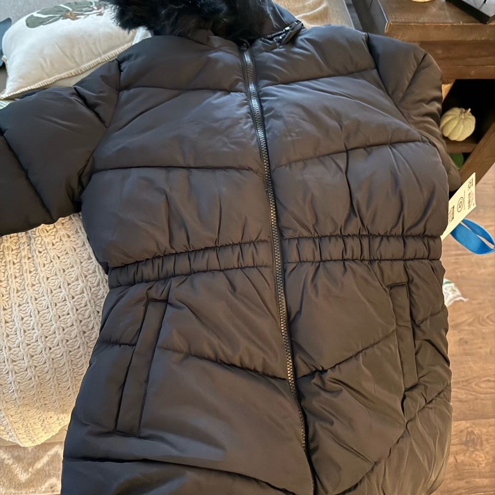 Kids Black Puffer Jacket with Hood